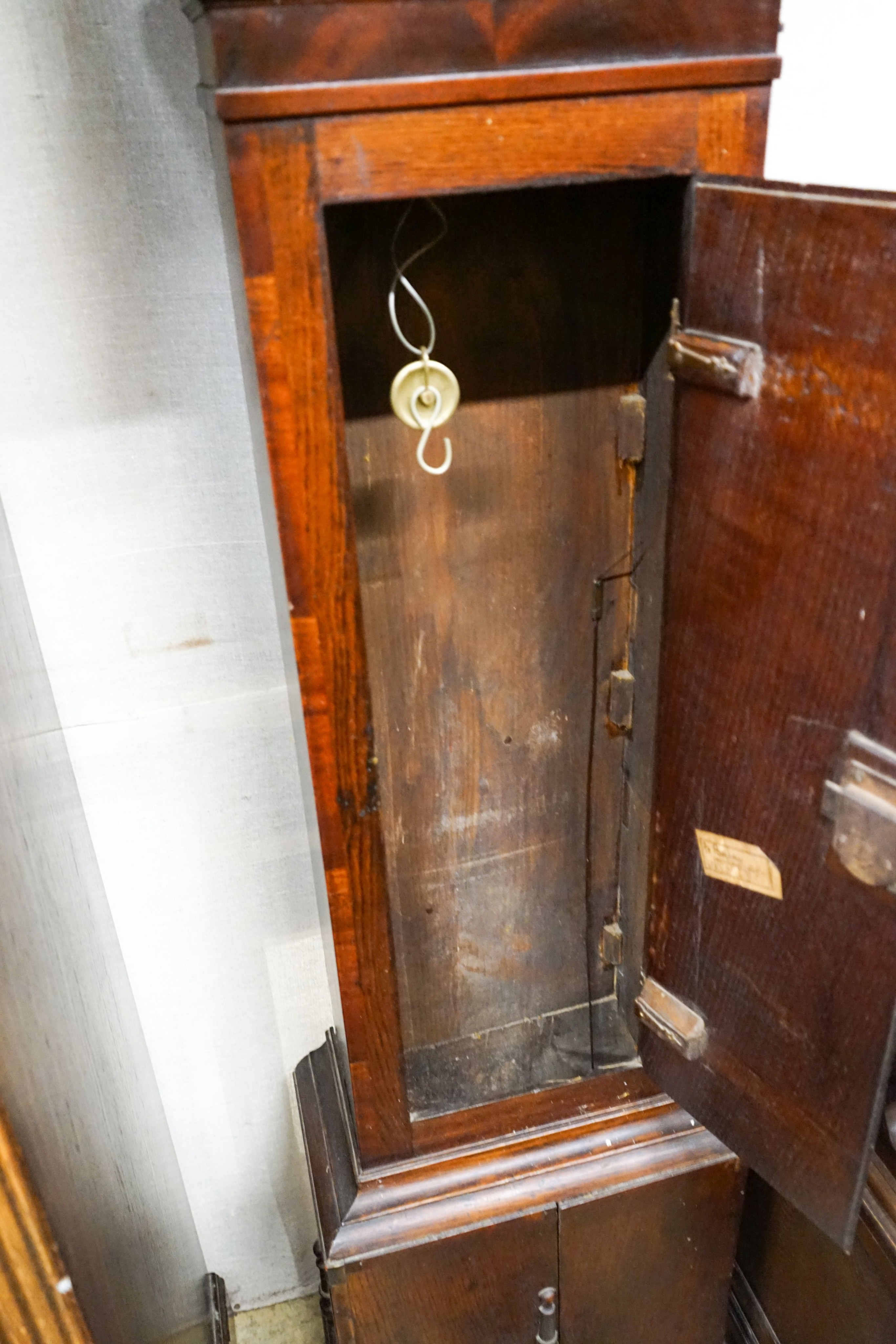 A George III eight day longcase clock, marked Zac Hanwell, London, in later oak case, height 213cm